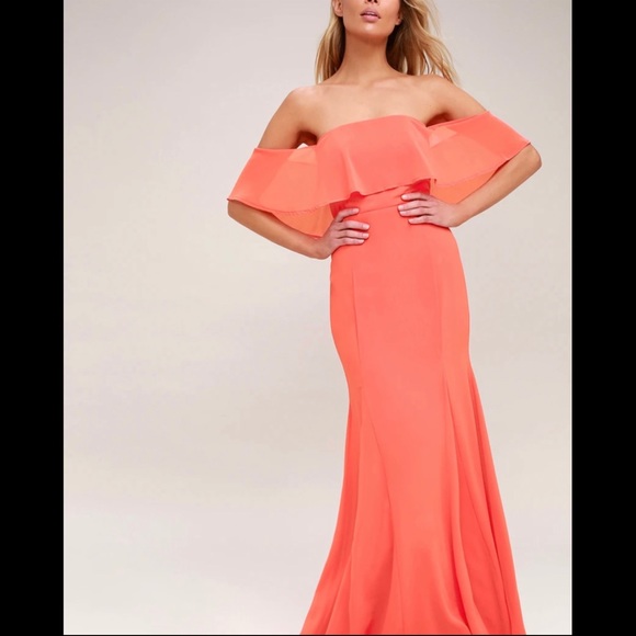 Lulu's All My 💗 Off-the-Shoulder Maxi Dress BNWT - Picture 2 of 10